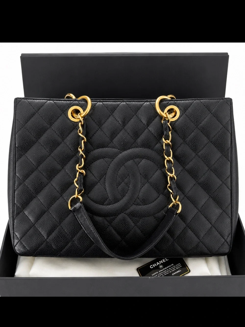 Chanel GST black Caviar Gold hardware tote